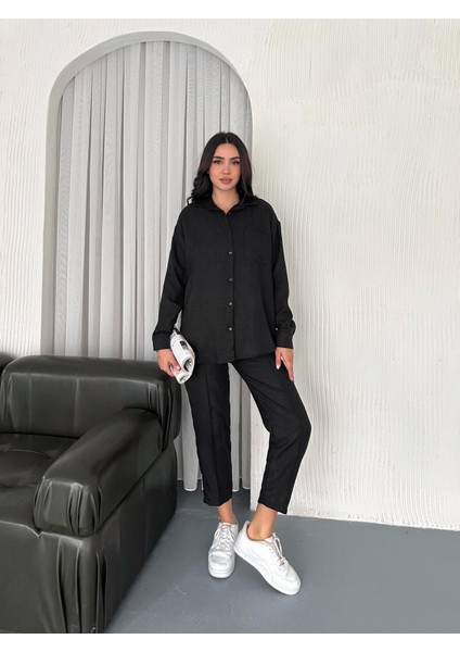 Aerobin Keten Gömlek Pantolon 2li Alt Üst Takım modelleri