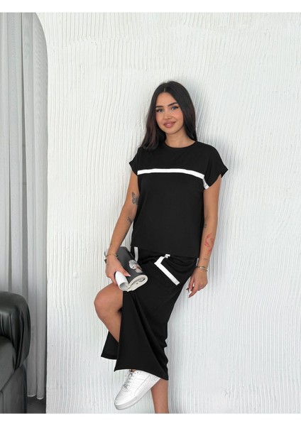 Şerit Detaylı Modal Kumaş Etekli Takım fırsatları