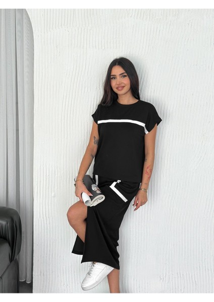 Şerit Detaylı Modal Kumaş Etekli Takım indirimleri