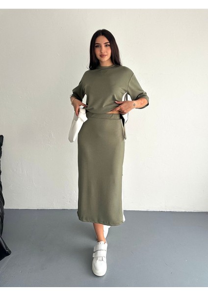 Yırtmaçlı Garnili Yumuşak Doku Modal Kumaş Etekli Takım fiyatları