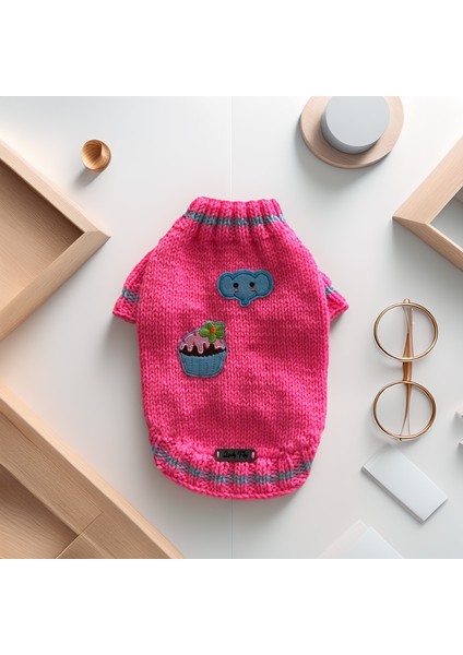 Kedi ve Köpek Için Kekli Fil Pembe Kazak