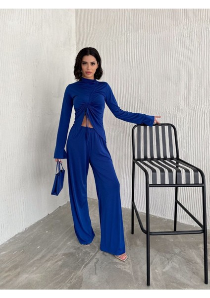 Sandy Kumaş Körüklü Bluz Pantolon Ikili Takım modelleri