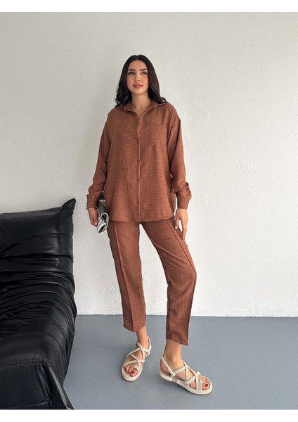 Aerobin Keten Gömlek Pantolon 2li Alt Üst Takım fırsatları