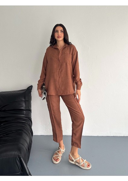 Aerobin Keten Gömlek Pantolon 2li Alt Üst Takım indirimleri