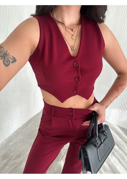 Yelek Pantolon Krep Takım