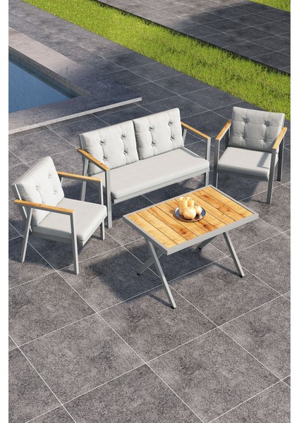 Sierra 2+1+1 Metal Iskeletli Suya Dayanıklı Bahçe Balkon Mobilya Takımı Cafe, Salon koltuk Takımı fiyatları