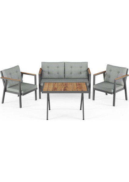Sierra 2+1+1 Metal Iskeletli Suya Dayanıklı Bahçe Balkon Mobilya Takımı Cafe, Salon koltuk Takımı indirimleri