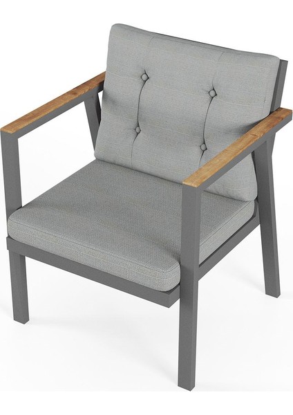 Sierra 2+1+1 Metal Iskeletli Suya Dayanıklı Bahçe Balkon Mobilya Takımı Cafe, Salon koltuk Takımı