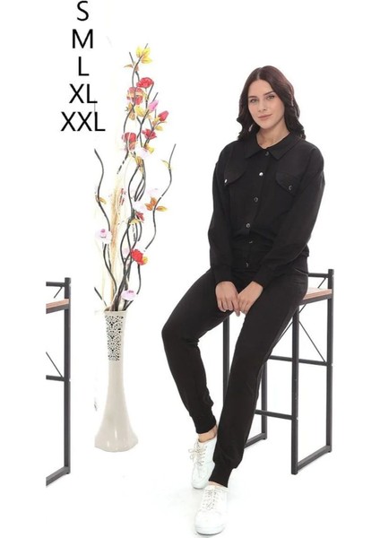 Polo Yakalı Klasık Çıt Çıtlı Iki Iplik Kadın Eşofman Takımı