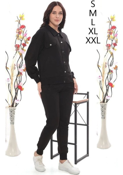 Polo Yakalı Klasık Çıt Çıtlı Iki Iplik Kadın Eşofman Takımı fiyatları