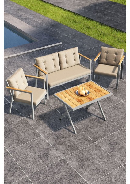 Sierra 2+1+1 Metal Iskeletli Suya Dayanıklı Bahçe Balkon Mobilya Takımı Cafe, Salon koltuk Takımı fiyatları