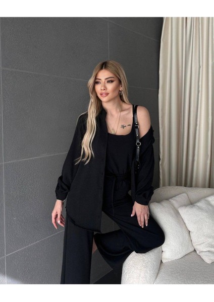 Aerobin Kumaş Gömlekli Genş Pantolunlu 3 Lü Takım fiyatları