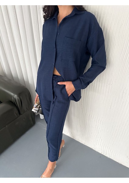 Aerobin Keten Gömlek Pantolon 2li Alt Üst Takım