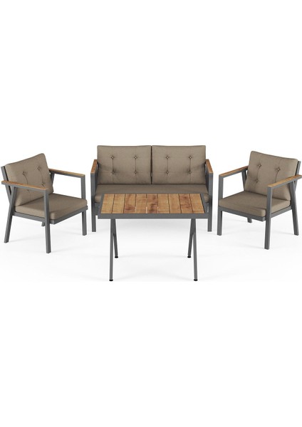 Sierra 2+1+1 Metal Iskeletli Suya Dayanıklı Bahçe Balkon Mobilya Takımı Cafe, Salon koltuk Takımı