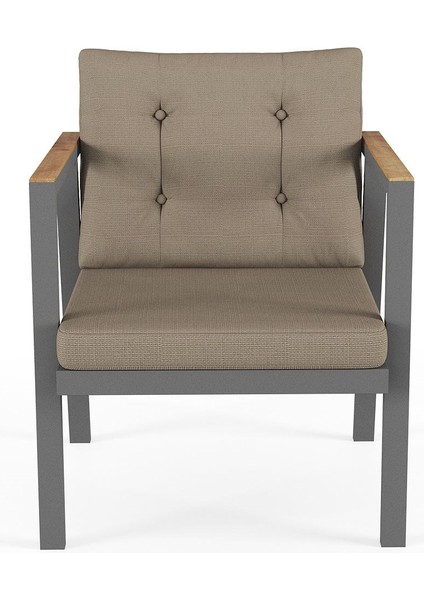 Sierra 2+1+1 Metal Iskeletli Suya Dayanıklı Bahçe Balkon Mobilya Takımı Cafe, Salon koltuk Takımı