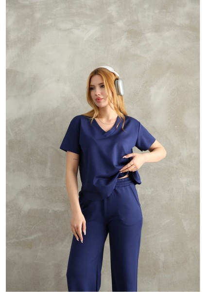 Modal Kumaş V Yaka Kısakol Eşofman Takım