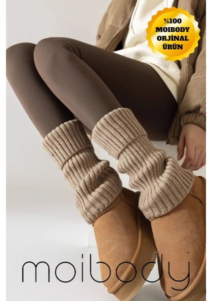 Original Premium Tozluk %100 Akrilik Triko Örgü Leg Warmer Ayak Isıtıcı Ekru