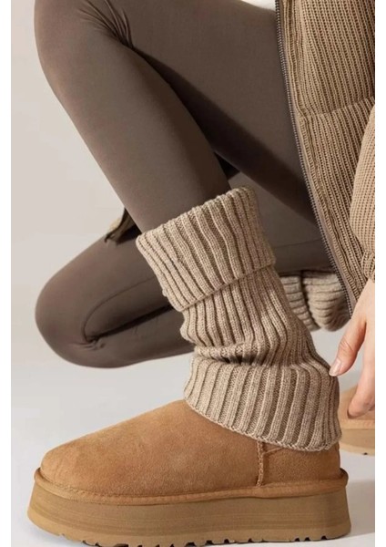 Original Premium Tozluk %100 Akrilik Triko Örgü Leg Warmer Ayak Isıtıcı Ekru modelleri