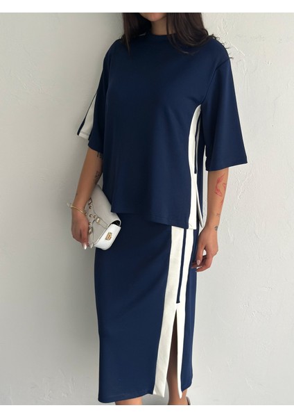 Yırtmaçlı Garnili Yumuşak Doku Modal Kumaş Etekli Takım modelleri