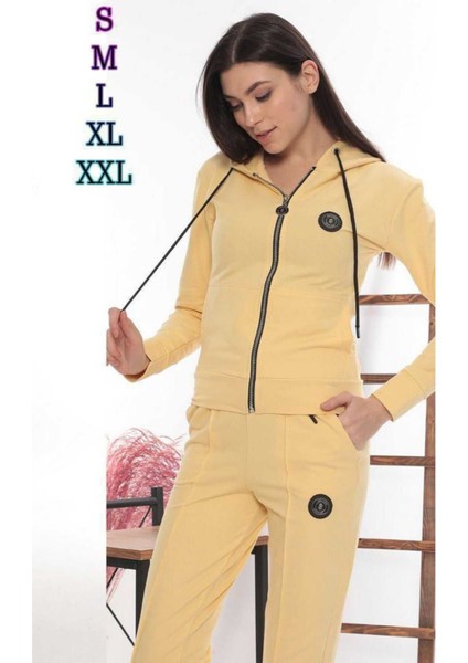 Iki Iplik Kadın Eşofman Takımı Kapüşonlu Fermuarlı Armalı ve Çımalı Boru Paça Pantolonlu fiyatları