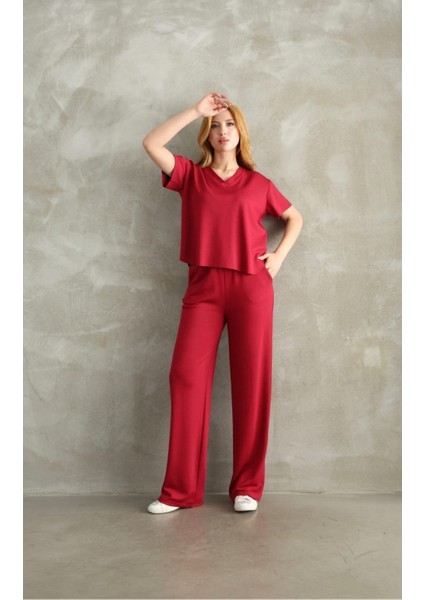 Modal Kumaş V Yaka Kısakol Eşofman Takım modelleri