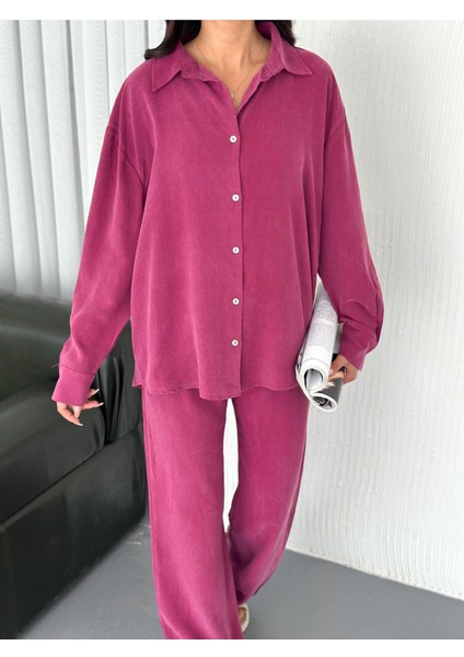 Yumuşak Doku Modal Kumaş Gömlekli Takım