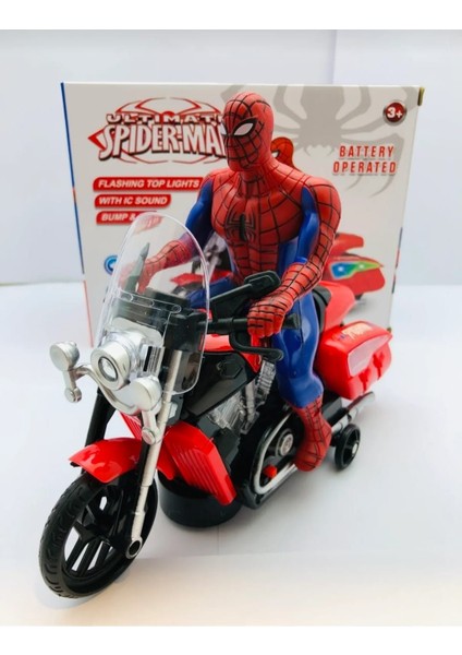 Pilli Işıklı Sesli Motorlu Spider Örümcek Adam Spider Motor