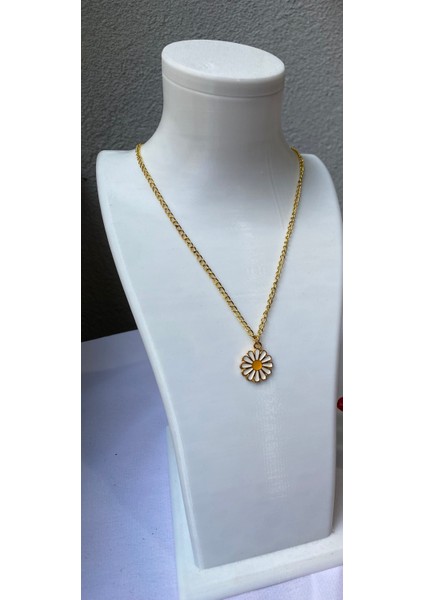 Papatya Detaylı Gold Kolye