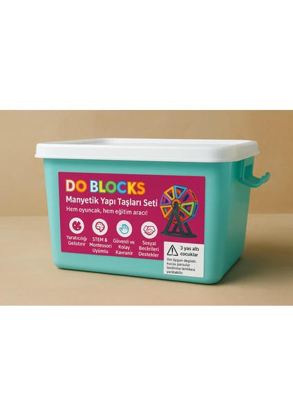 DO BLOKS 58 Parça Manyetik Yapı Blokları Original - Mıknatıslı Eğitici Oyuncak modelleri