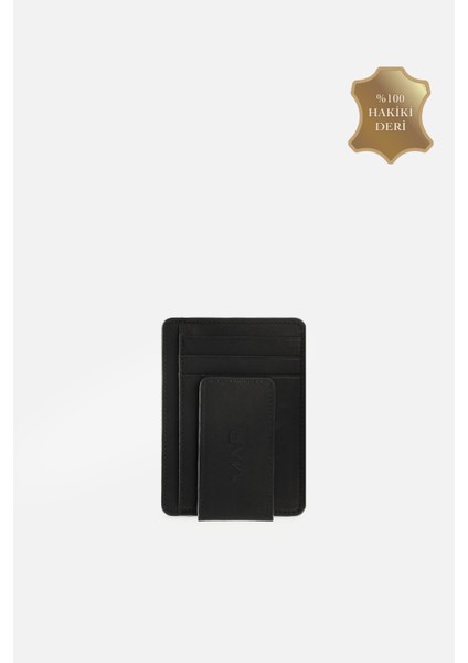 Hakiki Deri Manyetik Klipsli Kartlık – Şeffaf Kimlik Bölmeli, Kağıt Para ve 3 Kart Kapasiteli, Minimalist Tasarım