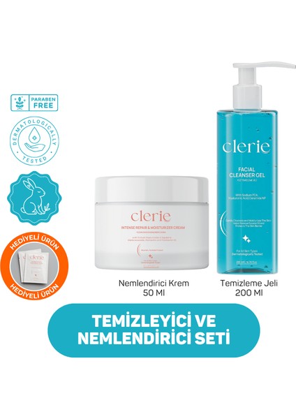 Arındırıcı ve Nemlendirici Set - Gözenek Temizleyici & Sebum Dengeleyici Yüz Yıkama Jeli ve Antioksidan Yoğun Nemlendirici Cica Krem