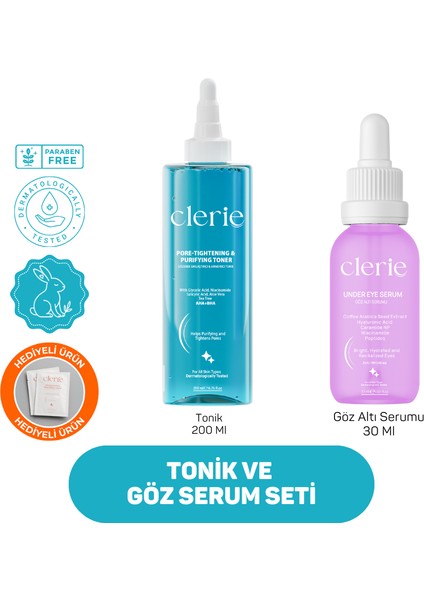 Cilt & Göz Bakım Seti - Morluk & Koyu Halka Karşıtı Kahve Çekirdeği Özlü Antioksidan Göz Altı Serumu ve Gözenek Temizleyici AHA+BHA Tonik