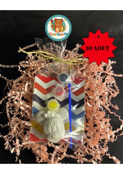 Hediyelik Minnie Mouse Taş Boyama Seti (10 Adet)/Kendin Yap, Doğum Günü, Karne,etkinlik,Tatil hediyesi