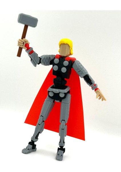 3D Baskı Eklemli Yıldırım Tanrısı Thor (Dummy) Figürü - 14 cm Hareketli Aksiyon Figürü