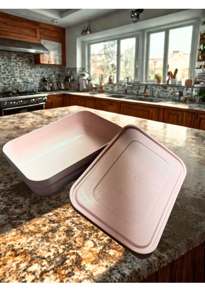 2’li Dikdörtgen Saklama Kabı Seti – Renkli Kapaklı, Gıda Dostu Plastik Saklama Kutusu