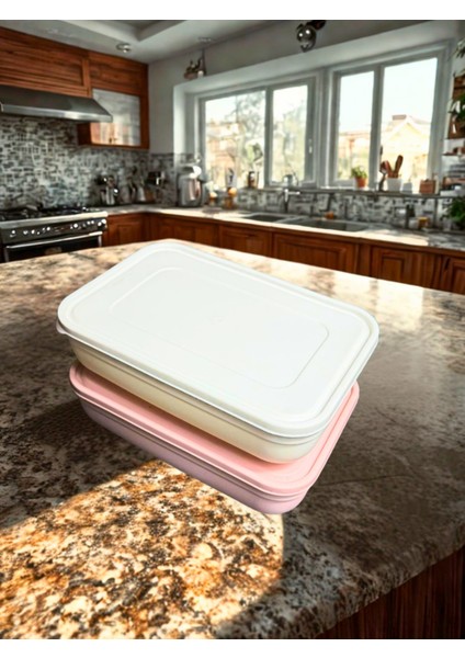 2’li Dikdörtgen Saklama Kabı Seti – Renkli Kapaklı, Gıda Dostu Plastik Saklama Kutusu fiyatları