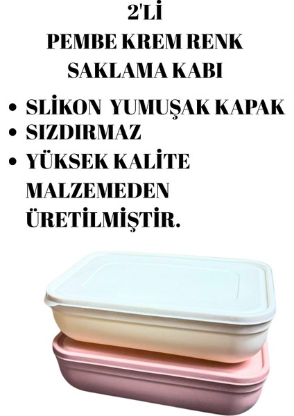 2’li Dikdörtgen Saklama Kabı Seti – Renkli Kapaklı, Gıda Dostu Plastik Saklama Kutusu modelleri