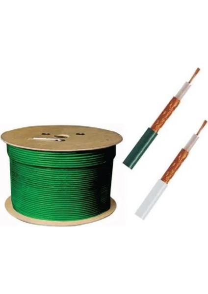 50 Metre Rg6-U6 Tv Anten Kablosu Yeşil (Başlıklar Takılı) fiyatları