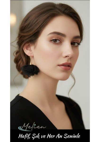 Sofistike Şık Tatlı ve Zarif Dantel Mesh Çiçekli Çelik Küpe Peri Tarzı Sallantılı Gece Günlük Takı