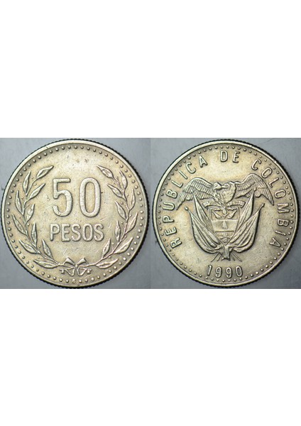 Kolombiya 50 Peso 1990.