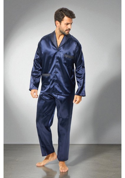 Saten Erkek Pijama Takımı Çeyizlik Damat Seti 2 Parça Alt Üst Uzun Kol Pijama fiyatları