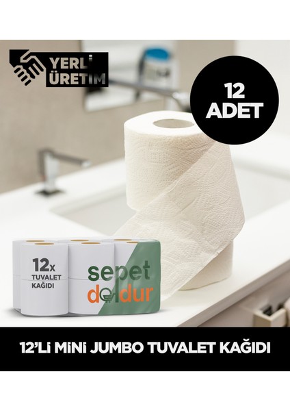 Mini Jumbo Tuvalet Kağıdı Içten Çekmeli - 12 Adet
