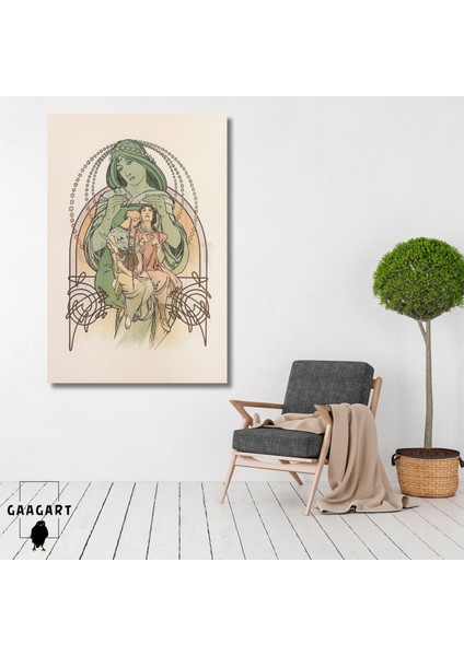 Tekli Dikey Kanvas Alphose Mucha Princesse De Tripoli