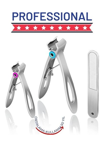 Profesyonel Tırnak Makası Törpü Seti Çelik Özel Kutulu