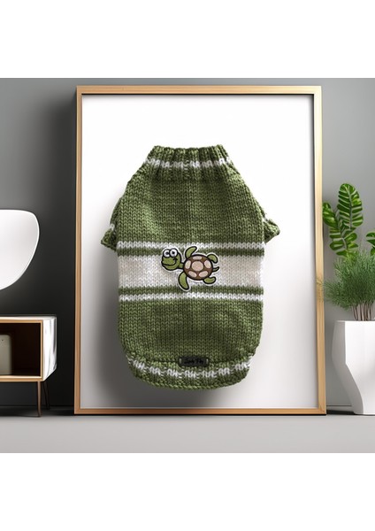 Kedi ve Köpek Için Kaplumbağalı Yeşil Kazak