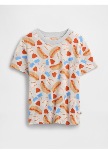 Erkek Bebek Krem Grafikli T-Shirt