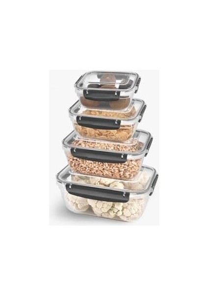 Home Kilitli Sızdırmaz Saklama Kabı Seti, Buzdolabı Için Sebze ve Meyve Saklama Kabı, Uzun Ömürlü Tazelik, Dayanıklı ve Şeffaf Tasarım Bpa Içermez (4 Parça) modelleri