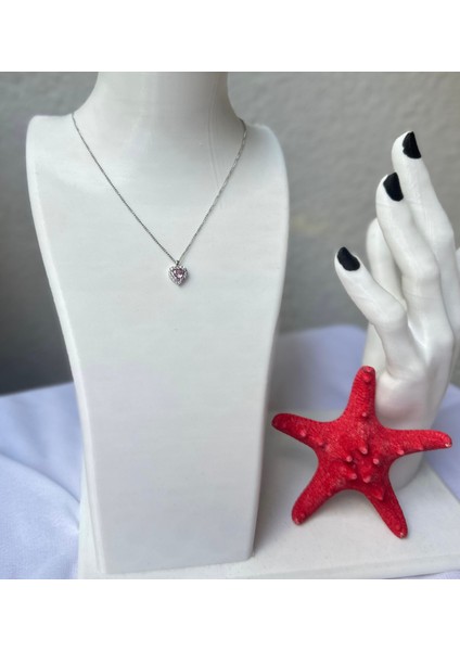 Kararmaz Çelik Gümüş Pembe Kalp Pandara Kolye fiyatları