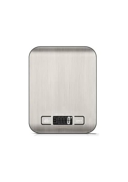 Mutfak Terazisi - Paslanmaz Çelik Yüzeyli Hassas Mutfak Tartısı - Dara Işlevi, LCD Ekran, 5 Birim Dönüştürme ve Otomatik Kapanma Özellikli Tartı (10 kg Yüksek Kapasite)