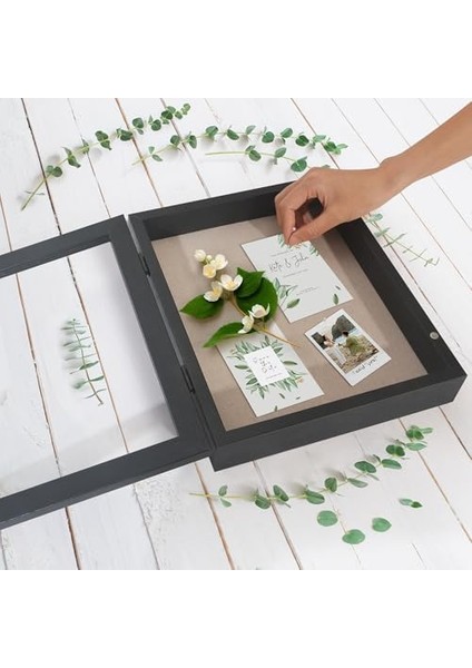 Ön Açılış 8,5 x 11 Gölge Kutusu Çerçeve Siyah Ahşap Kapı - Gölge Kutusu Vitrini Kırılmaya Dayanıklı Cam ve Duvar ve Masa Üstü Ekran Için Asma Donanımı fiyatları